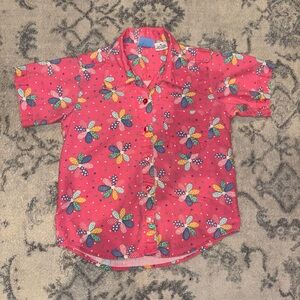 Vintage 80’s/90’s New Moves Boys Medium Pink Floral Button Up Shirt EUC